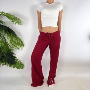 Y2K Abercrombie Womens XL Red Casual Sporty Lounge Low Rise Flare Sweatpants